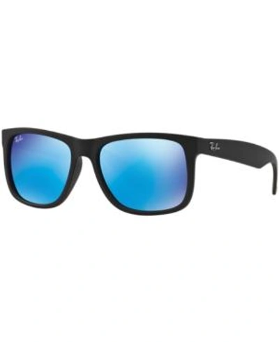 Shop Ray Ban Ray-ban Sunglasses, Justin Mirror Rb4165 In Black/green Mirror