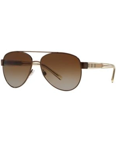 Shop Burberry Polarized Sunglasses, Be3084 In Brown/brown Gradient Polar