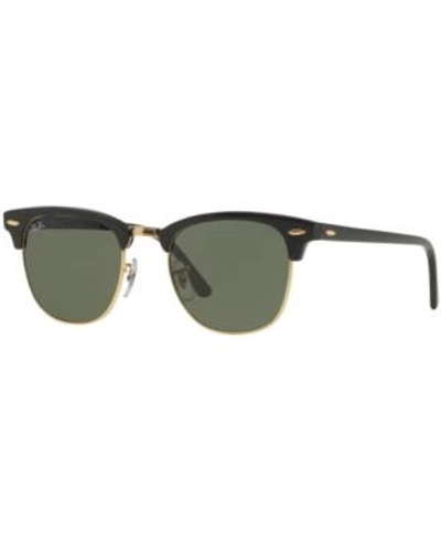 Shop Ray Ban Ray-ban Clubmaster Sunglasses, Rb3016 51 In Black/green