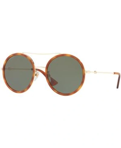 Shop Gucci Sunglasses, Gg0061s In Gold/green