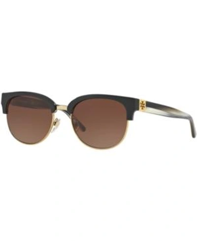 Shop Tory Burch Polarized Sunglasses, Ty9047 In Black/brown Gradient Polar