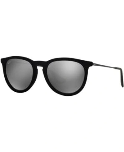Shop Ray Ban Ray-ban Sunglasses, Rb4171 Erika Velvet In Black Velvet/silver Mirror