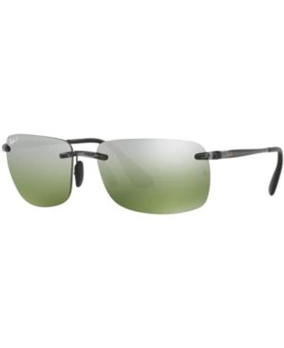 Shop Ray Ban Ray-ban Polarized Chromance Collection Sunglasses, Rb4255 60 In Grey/green Mirror Polar