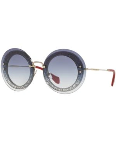 Shop Miu Miu Sunglasses, Mu 10rs In Grey Clear/blue Gradient
