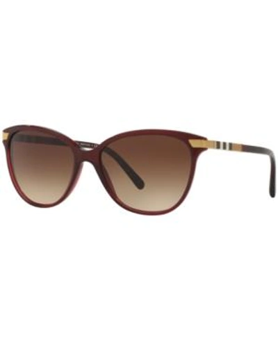 Shop Burberry Sunglasses, Be4216 In Burgundy/brown Gradient