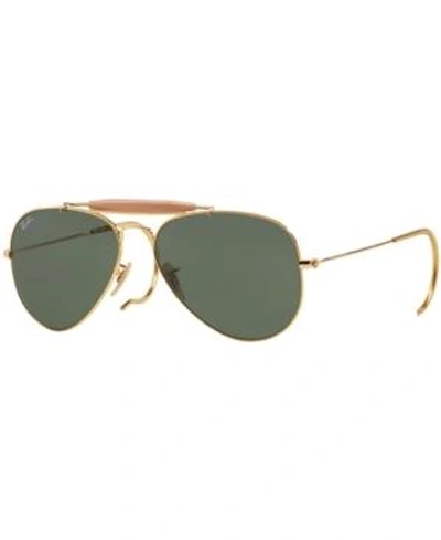 Shop Ray Ban Ray-ban Outdoorsman Sunglasses, Rb3030 In Gold Shiny/green