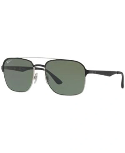 Shop Ray Ban Ray-ban Polarized Sunglasses, Rb3570 58 In Black/green Polar
