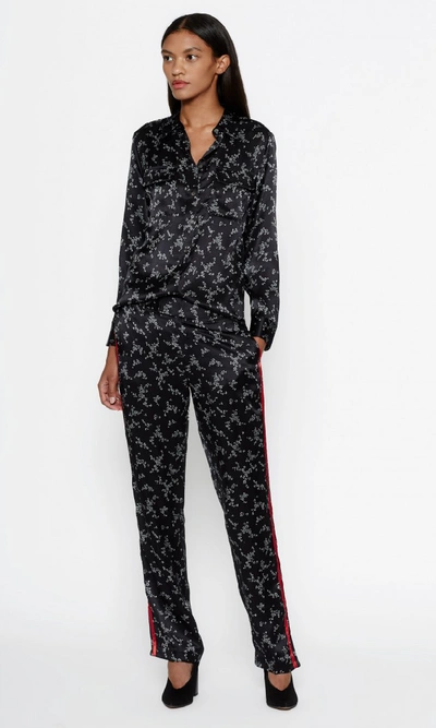 Shop Equipment Florence Silk Trouser In True Black Bright White Floral