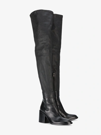 Shop Ann Demeulemeester Thigh-high Mid-heel Boots In Black