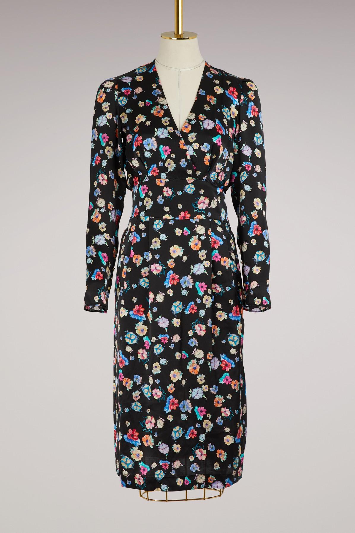 Paul & Joe Cleveland Floral-print Silk Dress In Noir | ModeSens