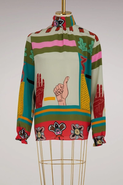 Shop Valentino Counting 5 Silk Blouse In Multi