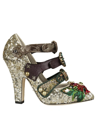 Shop Dolce & Gabbana Buckle Strap Embellished Pumps