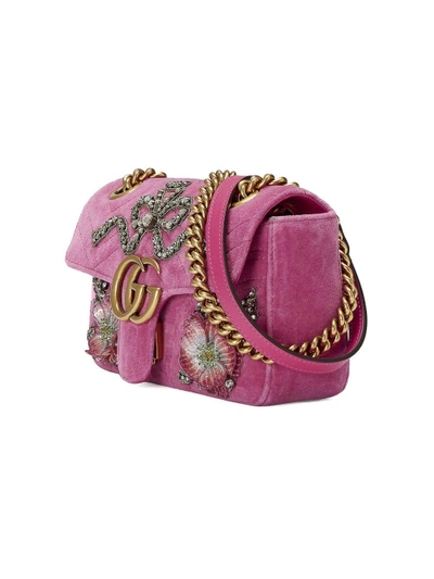 Shop Gucci Gg Marmont Embroidered Bag