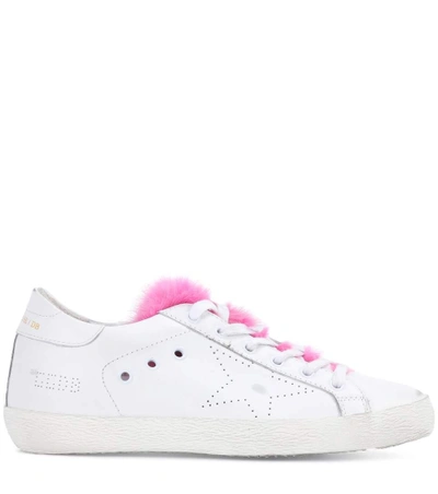 Shop Golden Goose Superstar Leather And Mink Sneakers In White Leather