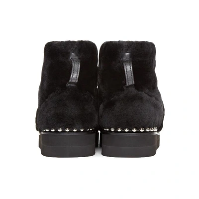 Shop Alexander Wang Black Shearling Ball Stud Yumi Boots