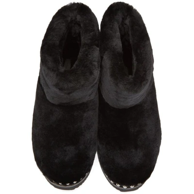 Shop Alexander Wang Black Shearling Ball Stud Yumi Boots