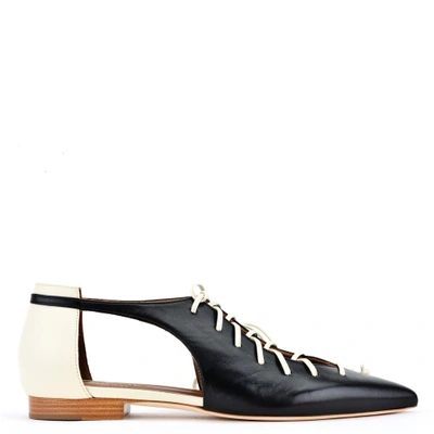 Shop Malone Souliers Black-white Montana Lace-up Ballerinas