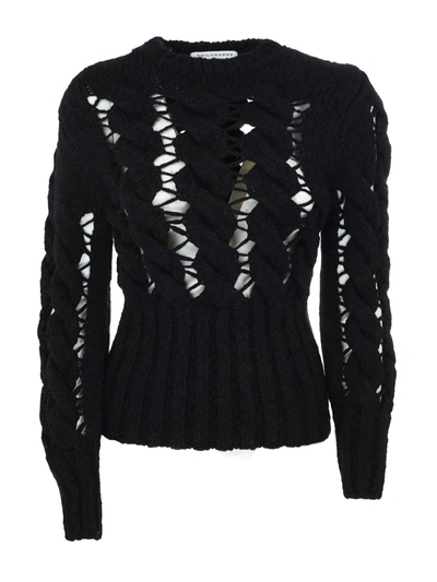 Shop Philosophy Di Lorenzo Serafini Di Lorenzo Serafini Chunky Knit Mesh Sweater In Black