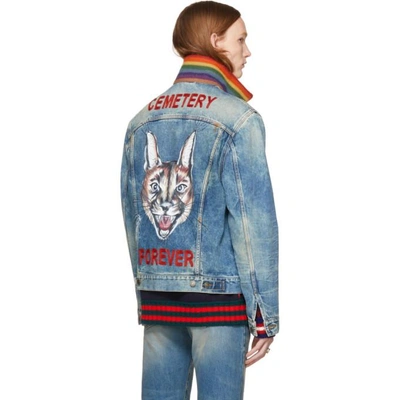 Shop Gucci Blue Denim 'cemetery Forever' Punk Jacket