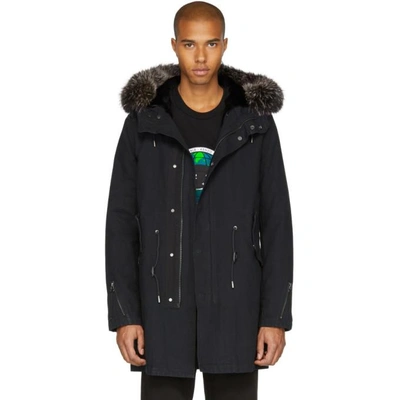 YVES SALOMON BLACK FUR-LINED PARKA