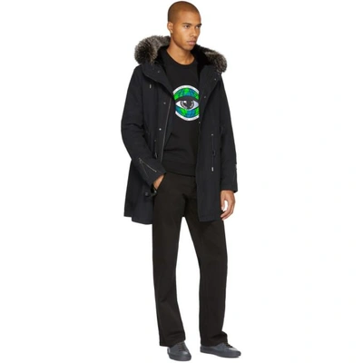Shop Yves Salomon Black Fur-lined Parka