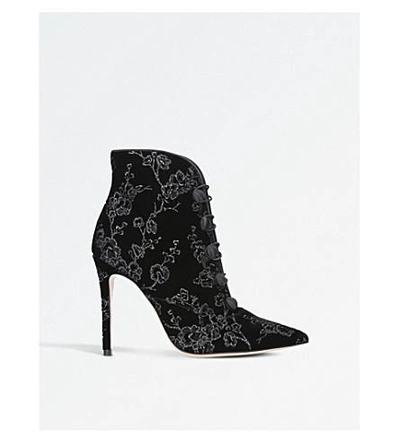 Shop Gianvito Rossi Empress Velvet Ankle Boots In Blk/other