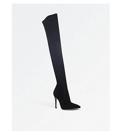 Shop Gianvito Rossi Fiona Bouclé Over-the-knee Boots In Black