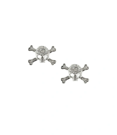 Diamante Skull Stud Earrings In Silver