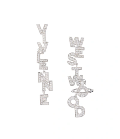 Shop Vivienne Westwood Soho Large Earrings In White Cubic Zirconia