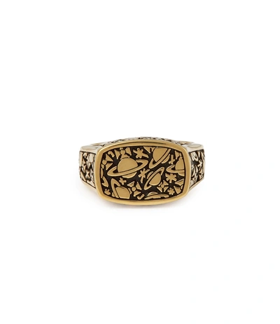 Shop Vivienne Westwood Sterling Silver Angelo Ring Oxidised Gold Size S