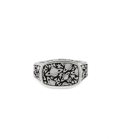 Shop Vivienne Westwood Sterling Silver Angelo Ring Oxidised Rhodium Size M
