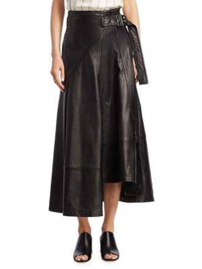Shop 3.1 Phillip Lim Utility Leather Midi Skirt In Black