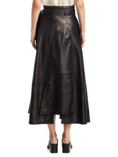 Shop 3.1 Phillip Lim Utility Leather Midi Skirt In Black