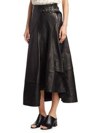 Shop 3.1 Phillip Lim Utility Leather Midi Skirt In Black