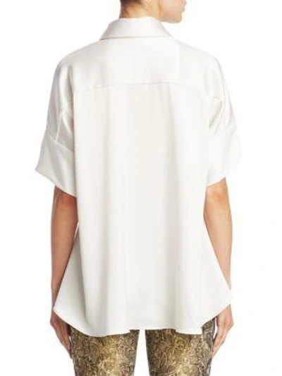 Shop Alice And Olivia Edyth Dolman Sleeve Shirt In Off White