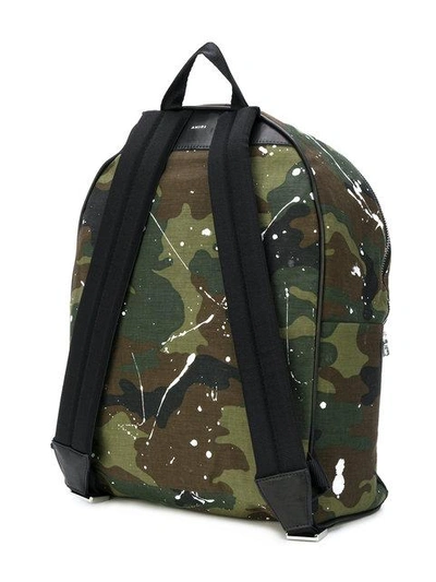 Shop Amiri Camouflage Paint Splatter Backpack In Green