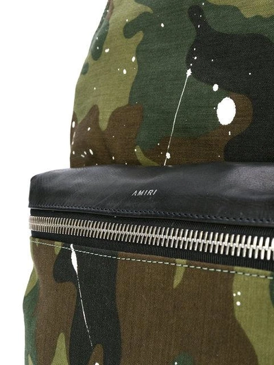 Shop Amiri Camouflage Paint Splatter Backpack In Green