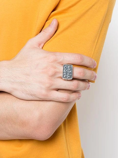 Shop Cody Sanderson Engraved Lettering Ring In Metallic