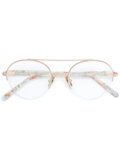 Shop Retrosuperfuture Round Aviator Glasses - Metallic