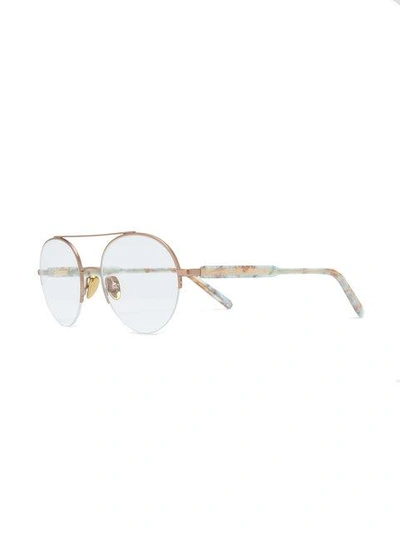 Shop Retrosuperfuture Round Aviator Glasses - Metallic