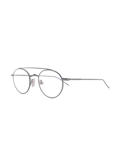Shop Thom Browne Round Frame Glasses In Grey