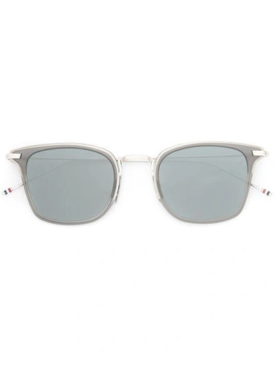Shop Thom Browne Square Frame Sunglasses In Grey ,metallic