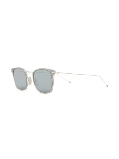 Shop Thom Browne Square Frame Sunglasses In Grey ,metallic