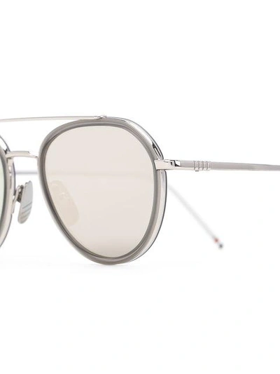 Shop Thom Browne Round-frame Sunglasses In Grey