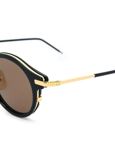 Shop Thom Browne Round Frame Sunglasses In Black
