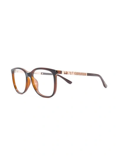 Shop Jimmy Choo Square Frame Glasses In Brown