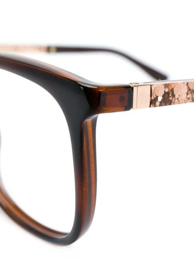 Shop Jimmy Choo Square Frame Glasses In Brown