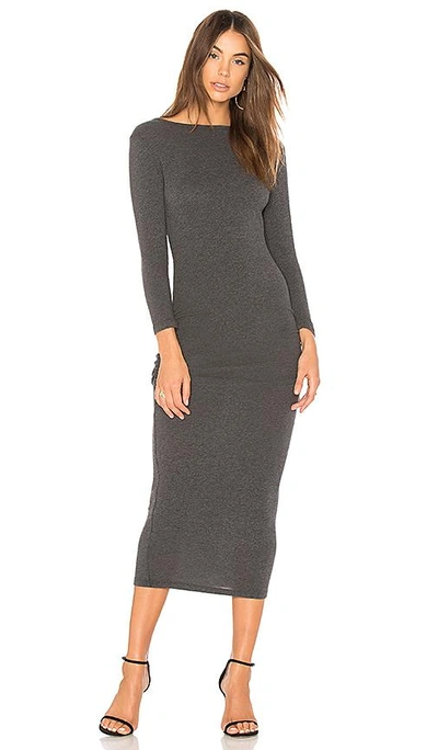Shop James Perse Low Back Skinny Dress In Gray