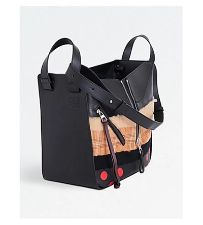 Shop Loewe Hammock Circles Leather Shoulder Bag In Beige Multitone