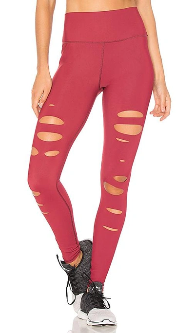 Shop Alo Yoga High Waist Ripped Warrior Legging In Red